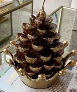 Inspire Me! Home Decor Large Glitter Pinecone Candle