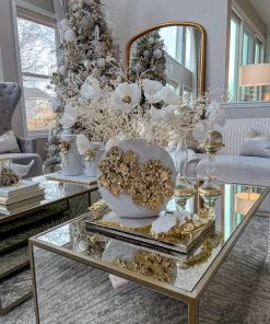 Inspire Me! Home Decor White Vase With Gold Floral Design