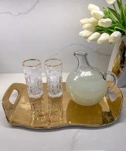 Inspire Me! Home Decor Gold Tray With Handles