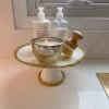 Inspire Me! Home Decor Gold And White Beaded Cake Stand