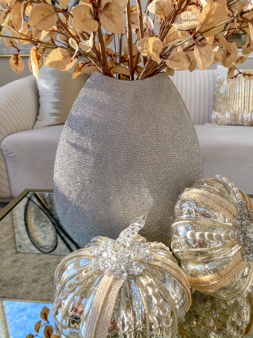 Inspire Me! Home Decor Ceramic Textured Metallic Vase ( Gold & Silver )