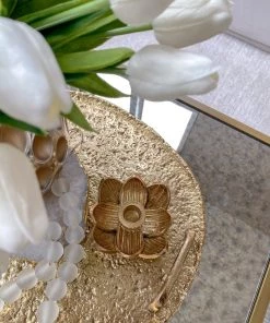 Inspire Me! Home Decor Gold Lotus Flower Candle Holder