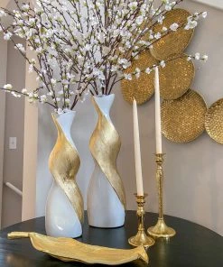 Inspire Me! Home Decor Gold And White Twisted Vase (2 Sizes)