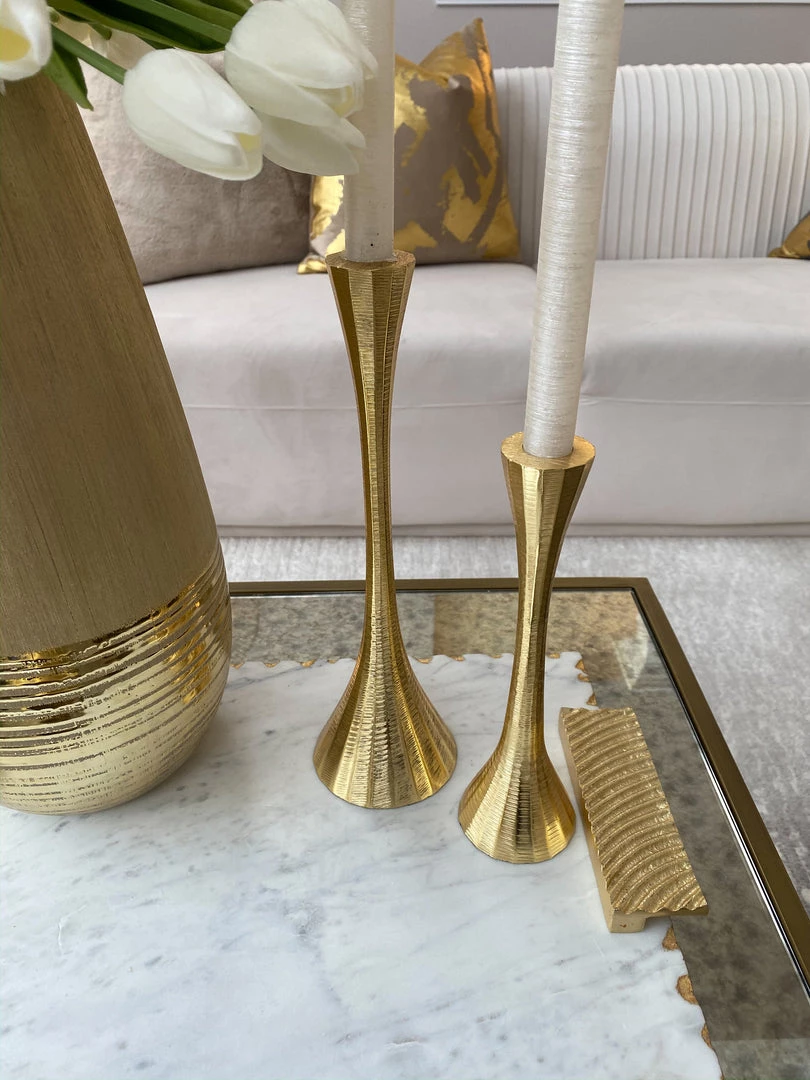 Inspire Me! Home Decor Geometric Candlesticks (2 Sizes And 2 Colors)