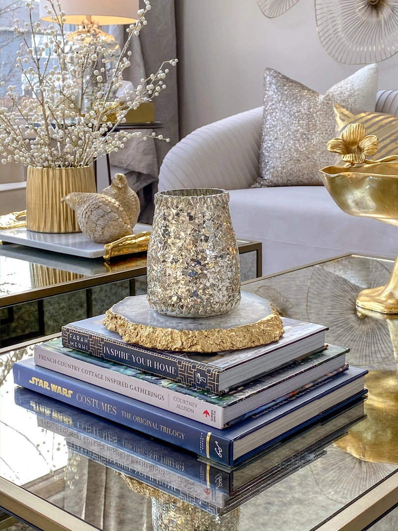 Inspire Me! Home Decor Metallic Gold Edge Agate Trivet