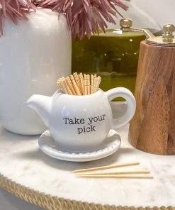Inspire Me! Home Decor KITCHEN White Ceramic Toothpick Holder (3 Shapes)