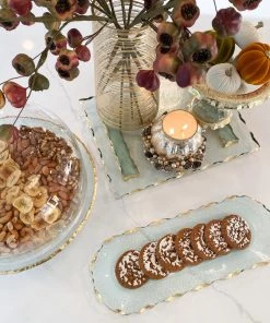 Inspire Me! Home Decor Glass Tray With Hammered Gold Edge