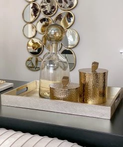 Inspire Me! Home Decor Golden Faux Leather Tray, Set Of 3