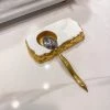 Inspire Me! Home Decor Gold And White Enameled Metal Tea Spoon Rest