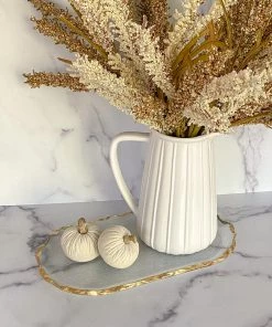 Inspire Me! Home Decor Mini Cream Velvet Decorative Pumpkin