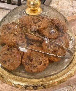 Inspire Me! Home Decor Gold Bordered Glass Cake Dome