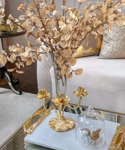 Inspire Me! Home Decor Gold Lotus Vase & Candle Holder