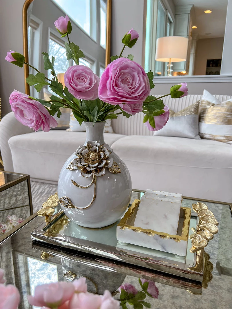 Inspire Me! Home Decor Square Marble Tray With Gold Edge (2 Sizes)