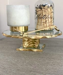 Inspire Me! Home Decor Stacked Glass Cake Stand With Textured Gold Rim (2 Sizes )