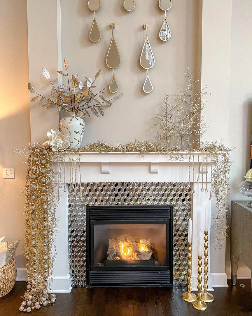 Inspire Me! Home Decor Glittered Ball Garland Silver