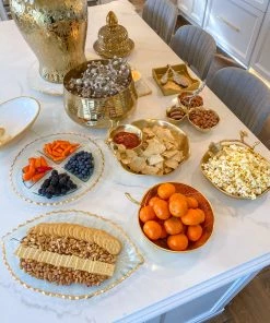 Inspire Me! Home Decor Two Tier Chip And Dip Gold Floral Bowl