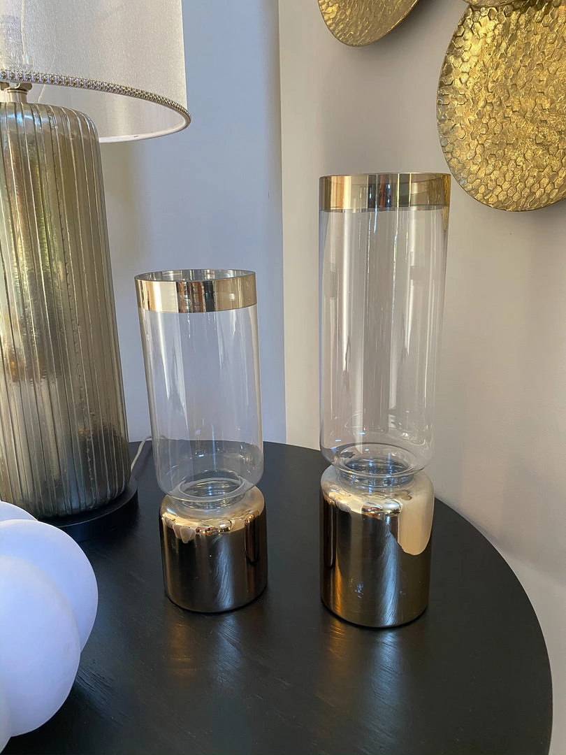 Inspire Me! Home Decor Glass Vase With Gold Rim And Base (2 Sizes)