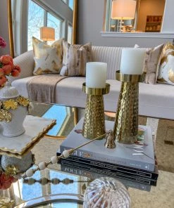Inspire Me! Home Decor Hammered Gold Metal Candle Holder (2 Sizes)