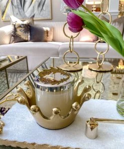 Inspire Me! Home Decor Gold Crown Candle Holder