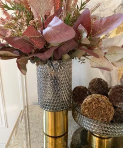 Inspire Me! Home Decor Grey & Gold Studded Vase With Gold Base (3 Sizes)
