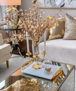 Inspire Me! Home Decor Marble Tray With Gold Lava Handles