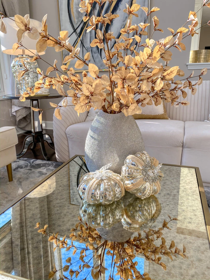 Inspire Me! Home Decor Ceramic Textured Metallic Vase ( Gold & Silver )