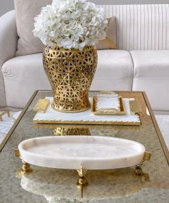 Inspire Me! Home Decor Gold Pierced Pattern Ginger Jar