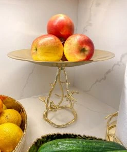 Inspire Me! Home Decor Gold Bowl On Leaf Base