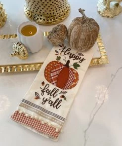 Inspire Me! Home Decor "Happy Fall Ya'll" Pumpkin Kitchen Towel
