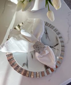 Inspire Me! Home Decor Silver Ripple Charger Plate