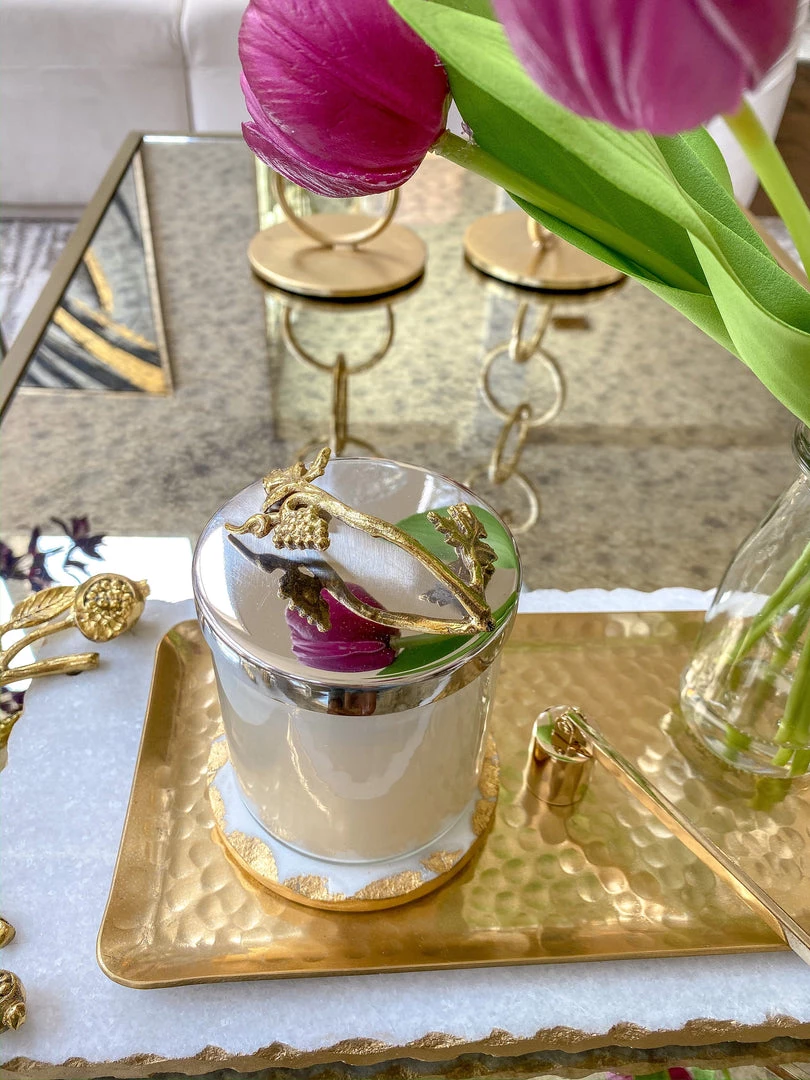 Inspire Me! Home Decor Silver And Gold Detailed Lid Candle- Unscented (6 Styles)