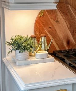 Inspire Me! Home Decor White Marble Salt & Pepper Bowl With Gold Spoon