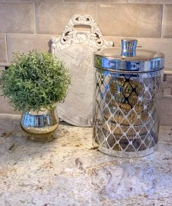 Inspire Me! Home Decor Glass Jar W/ Gold Lid (2 Sizes & 2 Colors)