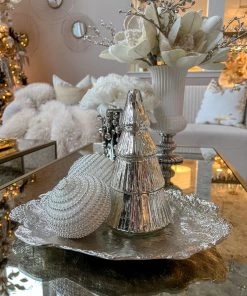 Inspire Me! Home Decor Etched Mercury Glass Tree Candle