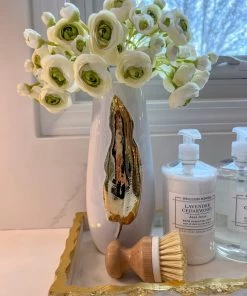 Inspire Me! Home Decor White Ceramic Vase With Gold Leaf Design (3 Sizes)