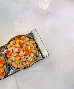 Inspire Me! Home Decor Beaded Silver Triple Bowl Snack Dish With Tray