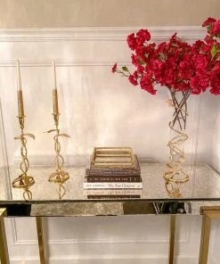 Inspire Me! Home Decor Glass And Metal Spiral Leaf Vase - Gold