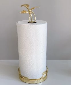 Inspire Me! Home Decor Gold Leaf Detailed Paper Towel Holder