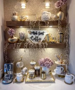 Inspire Me! Home Decor White Ceramic Pitcher With Gold Flower Handle