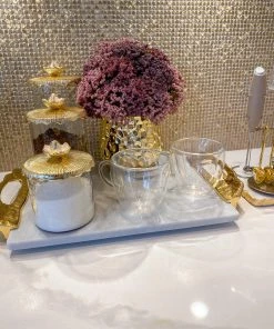 Inspire Me! Home Decor Marble Tray With Gold Lava Handles