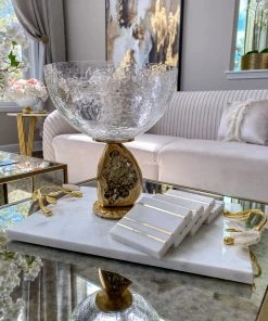 Inspire Me! Home Decor Gold Geode Base Pedestal Bowl