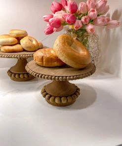 Inspire Me! Home Decor Round Beaded Wood Cake Stand (2 Sizes)