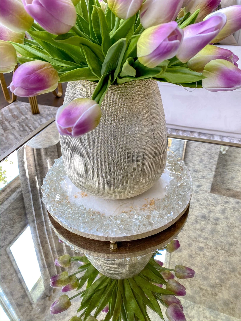 Inspire Me! Home Decor Round White Resin Tray/Trivet