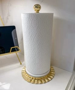 Inspire Me! Home Decor Gold Ripple Edge Paper Towel Holder With Marble Base (2 Colors)