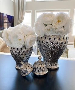 Inspire Me! Home Decor Large Silver Bulbed Ginger Jar