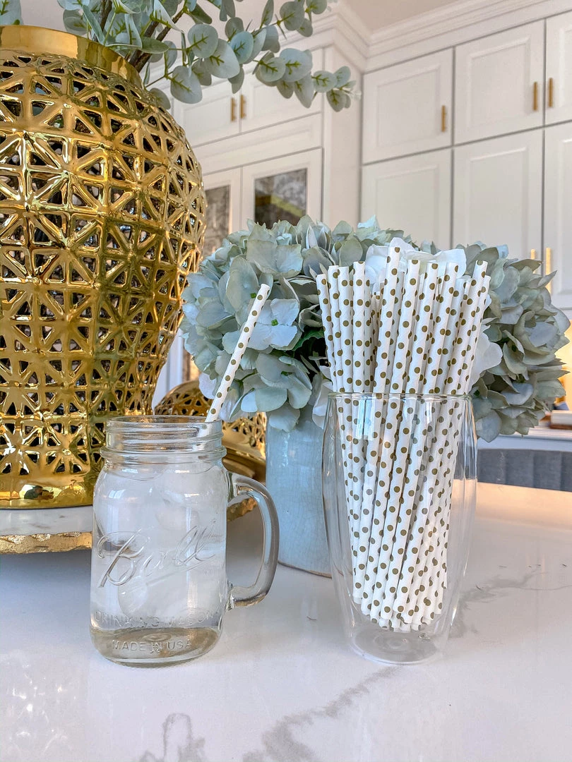 Inspire Me! Home Decor Gold Paper Straws ( 2 Patterns Available )