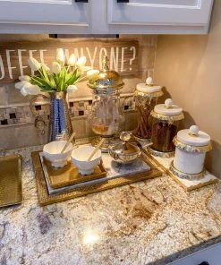 Inspire Me! Home Decor Bowl With Gold Floral Handle