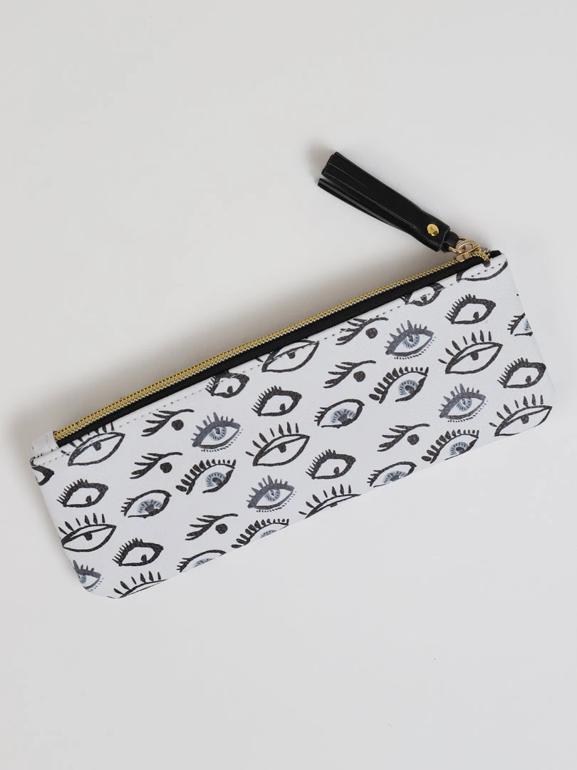 Inspire Me! Home Decor Faux Leather Evil Eye Travel Pouch Gold