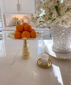 Inspire Me! Home Decor Gold Detailed Pedestal Cake Stand