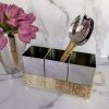 Inspire Me! Home Decor Silver And Gold Metal 3 Section Silverware Holder